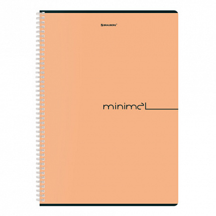 Тетрадь А4, 96 л., BRAUBERG, гребень, клетка, матовая ламинация, "Минимал_Цвет" (микс в спайке), 405319