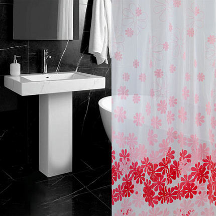 Шторка для ванной PEVA, 180х180 см, кольца в комплекте, дизайн ассорти, ЦВЕТЫ, WBZ (ВБЗ), 700071