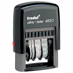 Датер-мини, месяц БУКВАМИ, оттиск 22х4 мм, синий, TRODAT 4820 P2, корпус черный, подушка, 73930