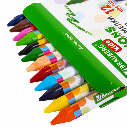Восковые мелки утолщенные BRAUBERG KIDS, НАБОР 12 цветов, 271695