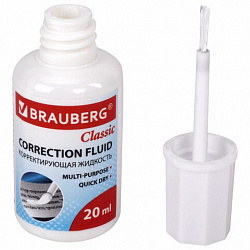 Корректирующая жидкость, 20 мл, ВЫГОДНАЯ УПАКОВКА, КОМПЛЕКТ 2 штуки в пакете, BRAUBERG "Classic", 271919