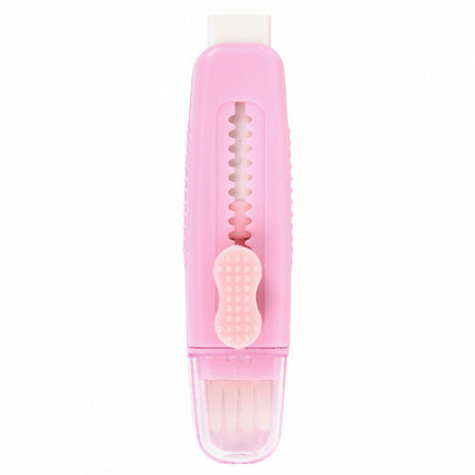 Ластики выдвижные с кистью 2 в 1 BRAUBERG "Slider Duo", НАБОР 4 ШТУКИ, 85х21х15 мм, пастельные цвета ассорти, блистер, 271993