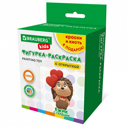 Фигурка-раскраска из гипса "С открыткой", с красками и кистью, ассорти, BRAUBERG KIDS, 666011