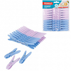 Прищепки бельевые 7,3 см, КОМПЛЕКТ 20 штук, пластик, ассорти, PRIMILA (ПРИМИЛА) CLASSIC, 700515