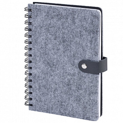 Ежедневник недатированный, А5, 135х210 мм, BRAUBERG "Felt", на гребне, войлок, застежка на кнопке, 160 л., серый, 117133