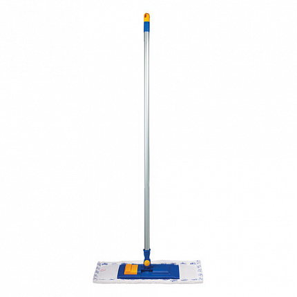 Швабра с флаундером 40 см, черенок 120 см, резьба 1,6 см, МОП микрофибра/абразив, карманы (ТИП К), LAIMA, 601461