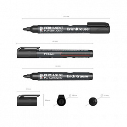 Маркер перманентный с жидкими чернилами ERICH KRAUSE LP-600 "Tank Liquid", ЧЕРНЫЙ, 2,5 мм, 48769