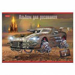 Альбом для рисования А4 16 л., скоба, обложка картон, HATBER, 205х290 мм, "Дизельпанк", 085167, 16А4В