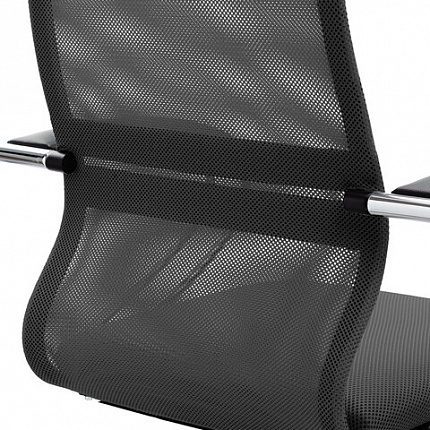 Кресло офисное МЕТТА "SU-B-8" хром, ткань-сетка, сиденье мягкое, черное