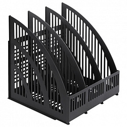 Лоток вертикальный для бумаг BRAUBERG "Energy", 250 мм, 3 отделения, сетчатый, сборный, черный, 237017