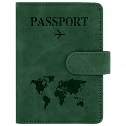 Обложка для паспорта и документов с защитой от считывания, 9 карманов, магнит, экокожа, зеленая, BRAUBERG, 238758