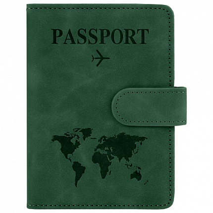 Обложка для паспорта и документов с защитой от считывания, 9 карманов, магнит, экокожа, зеленая, BRAUBERG, 238758