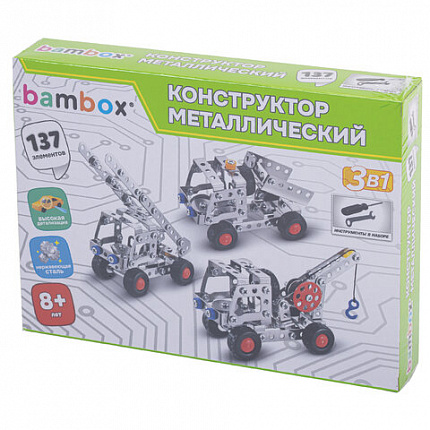 Конструктор металлический "Строительная техника 3 в 1", подвижные детали, 137 элементов, BAMBOX (БАМБОКС), 666369