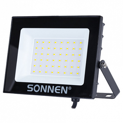Прожектор светодиодный 50 Вт, 6500 К, 4000 Лм, 50 м2, IP65, 176x123x26 мм, черный, SONNEN, 238414