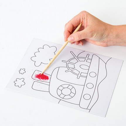 Набор для творчества "Картина из цветного песка", "Транспорт", 2 самоклеящиеся основы 20х15 см, 662367