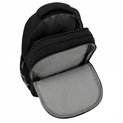 Рюкзак BRAUBERG STYLE, 2 отделения, 4 кармана, "Всем привет!", черный, 40х26х15 см, 274410