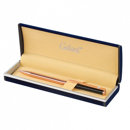 Ручка подарочная шариковая GALANT "ASTRON", корпус черный с золотом, детали золотистые, узел 0,7 мм, синяя, 143525