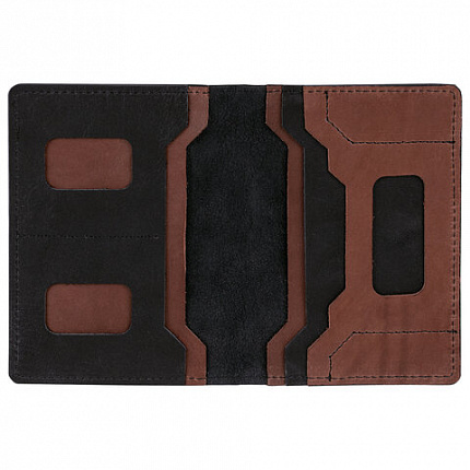 Обложка для паспорта и документов 7 в 1 натуральная кожа, без тиснения, черная, BRAUBERG, 238196