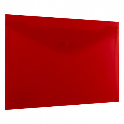 Папка-конверт с кнопкой прозрачная А4 BRAUBERG UNIVERSAL, до 100 листов, красная, 0,15 мм, 273073