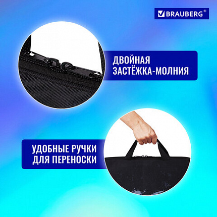 Папка на молнии с ручками BRAUBERG А4, 1 отделение, полиэстер, 20 мм, "Don't be afraid", 271478