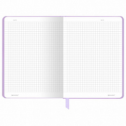 Блокнот с резинкой в клетку 96 л., А5 145х203 мм, твердая обложка, BRAUBERG, "Minimal", сиреневый, 116322