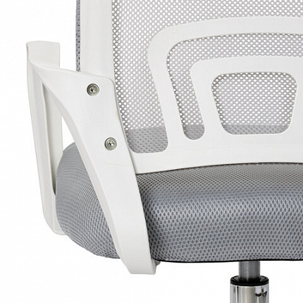 Кресло CROMEX (КРОМЕКС) "Top CH-695W", с подлокотниками, пластик белый, сетка/ткань TW, серое, 533067