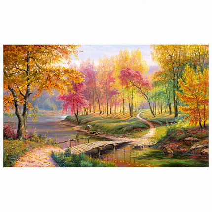 Картина по номерам 40х50 см, ОСТРОВ СОКРОВИЩ "Осень в старом парке", на подрамнике, акрил, кисти, 663280