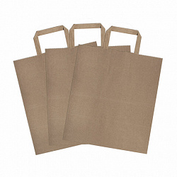 Крафт-пакет бумажный 24х14х29 см, КОМПЛЕКТ 50 шт., плоские ручки, плотность 90 г/м2, LAIMA ECO CRAFT, 609687
