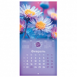 Календарь настенный перекидной 2027 г., BRAUBERG, 12 листов, 28,5х57 см, "Floral", 118425