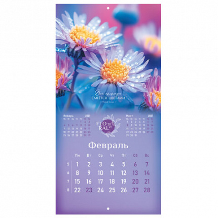 Календарь настенный перекидной 2027г, BRAUBERG, 12 листов, 28,5х28,5 см, "Floral", 118425
