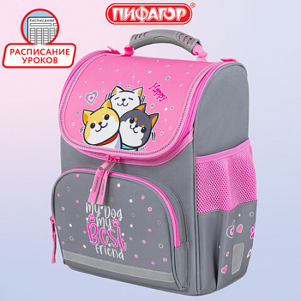 Ранец ПИФАГОР BASIC, 1 отделение, 3 кармана, эргономичная спинка, "Best team", 35х28х18 см, 272050