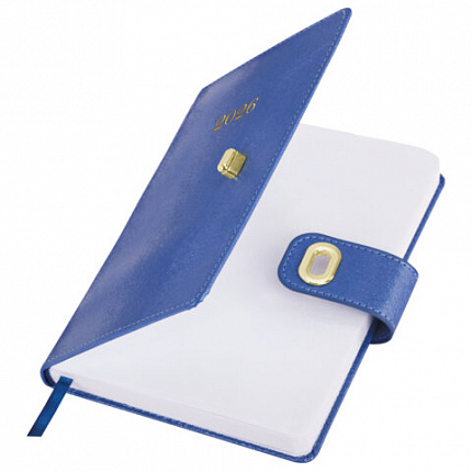 Ежедневник датированный 2026 А5 138х213 мм, BRAUBERG "Elegant", под кожу, застежка, темно-синий, 117366