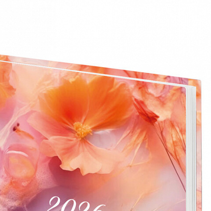 Ежедневник датированный 2026 145х215 мм, А5, STAFF, ламинированная обложка, "Ice flowers", 117319