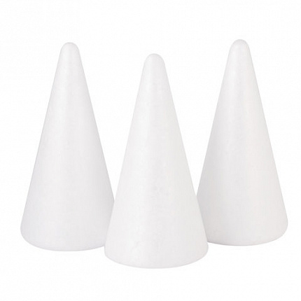 Пенопластовые заготовки для творчества "Конусы", 3 шт., 115 мм, ОСТРОВ СОКРОВИЩ, 661375