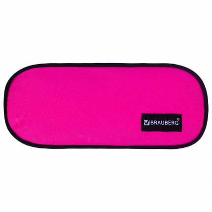 Пенал-косметичка BRAUBERG овальный, полиэстер, "Pink", 22х9х5 см, 229270