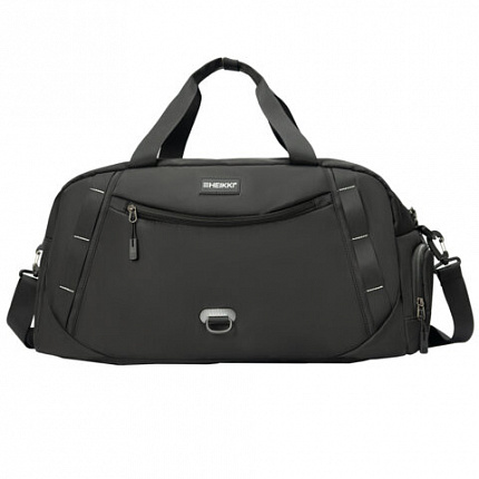 Сумка спортивная HEIKKI MOVE PLUS (ХЕЙКИ) с отд. для обуви, черная с серыми вставк,26х51х27 см, 272627