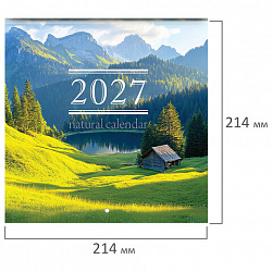 Календарь настенный перекидной 2027 г., BRAUBERG, 12 листов, 21,4х42,8 см, МИНИ, "Nature", 118433