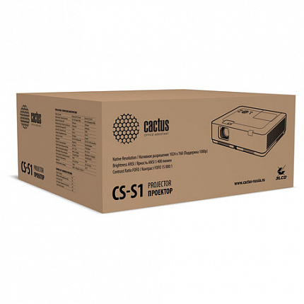 Проектор CACTUS CS-S1.WT, 3 LCD, 1024x768, 16:9, 4:3, 34000 лм, 15000:1, 3,06 кг