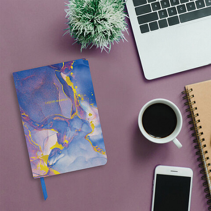 Ежедневник недатированный А5 (138х213 мм), BRAUBERG VISTA, под кожу, твердый, 136 л., "Marble", 112008