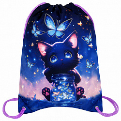 Мешок для обуви BRAUBERG PREMIUM, карман, подкладка, светоотражайка, 43х33 см, "Night catcher", 273442