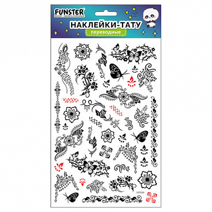 Наклейки-тату переводные "Ассорти", 29х15,5 см, ассорти 12 видов, FUNSTER (ФАНСТЕР), 666106