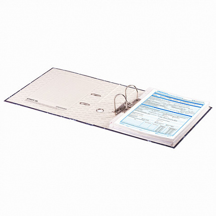 Папка-регистратор STAFF "Basic" БЮДЖЕТ с мраморным покрытием, 70 мм, без уголка, синяя, 229618