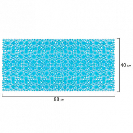 Коврик для ванны противоскользящий 88х40 см, "Пузыри", прозрачно-голубой, ПВХ, присоски, PRIMILA (ПРИМИЛА), 700365