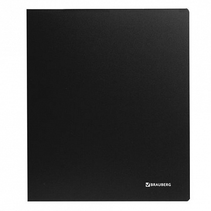 Папка на 2 кольцах BRAUBERG "Стандарт", 40 мм, черная, до 300 листов, 0,9 мм, 221618