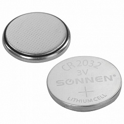 Батарейки литиевые SONNEN Lithium CR2032, "таблетки, дисковые, кнопочные", КОМПЛЕКТ 10 шт., блистер, 457143