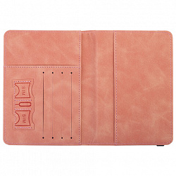 Обложка для паспорта и документов с защитой от считывания, 9 карманов, резинка, экокожа, розовая, BRAUBERG, 238750