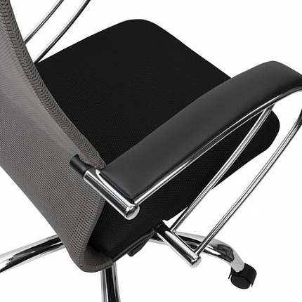 Кресло офисное BRABIX PREMIUM "Ultimate EX-800" хром, плотная двойная сетка Х2, черное/серое, 532912