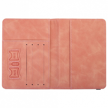 Обложка для паспорта и документов с защитой от считывания, 9 карманов, резинка, экокожа, розовая, BRAUBERG, 238750