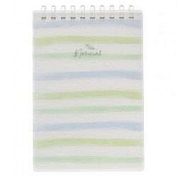 Блокнот МАЛЫЙ ФОРМАТ А6, 80 л., мягкий гребень, пластик, фольга, клетка, HATBER, NATURAL LINES, 090246, 80Б6A1мс_33481