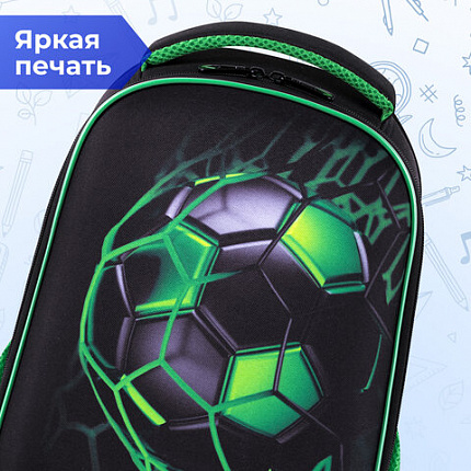 Ранец BRAUBERG KIDS START, 1 отделение, 2 кармана, "Зеленый мяч", 35х26х13 см, 272092